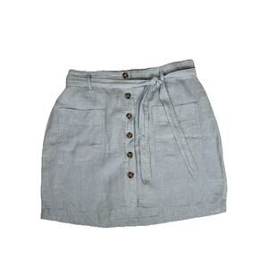 Jones & Co Jones New York Button Front Light Blue Linen Skort Size L